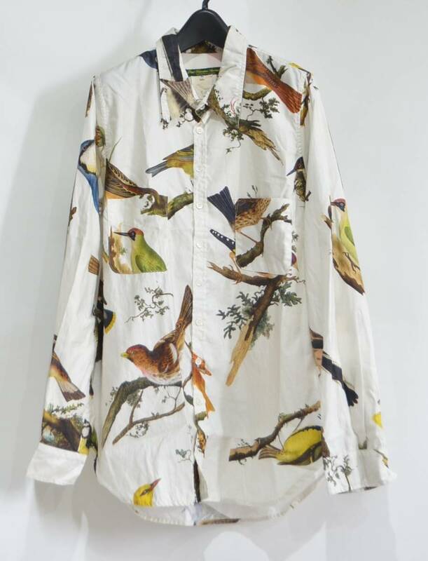 Paul Harnden BIRD Print Shirt ポールハーデン 鳥 プリントシャツ XL Y-319100 