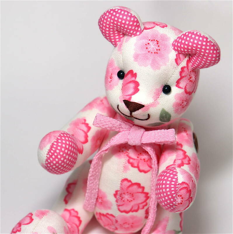 【ハンドメイド】和柄 桜 さくら ピンク テディベア 手作り くま クマ ぬいぐるみ 新品未使用　母の日　プレゼント