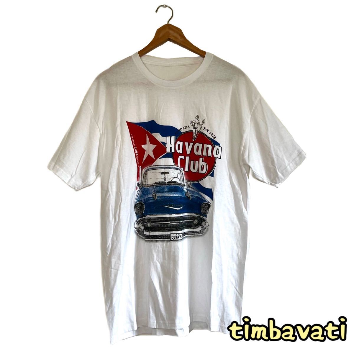 男女兼用☆新品☆【キューバ】ハバナクラブ ビッグ Tシャツ　フリーサイズ 白 ホワイト