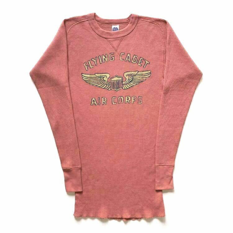 TOYS McCOY トイズマッコイ FLYING CADET AIR CORPS プリント サーマルカットソー 長袖 orange-brown size L 前V フリーダムスリーブ ロンT