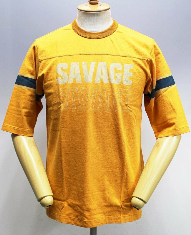 Deluxeware (デラックスウエア) URES-05...SAVAGE99 / 6分袖フットボールTシャツ 未使用品 イエロー size L