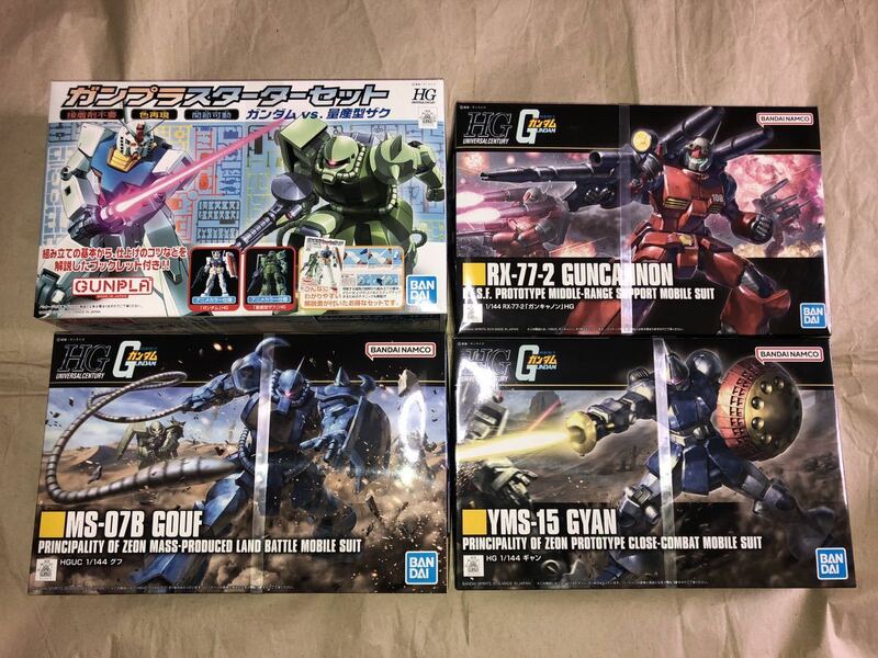 未組立　HG ガンダム　量産型ザク　ガンキャノン　グフ　ギャン　ガンプラ GUNDAM ZAKU GUNCANNON GOUF GYAN スターターセット