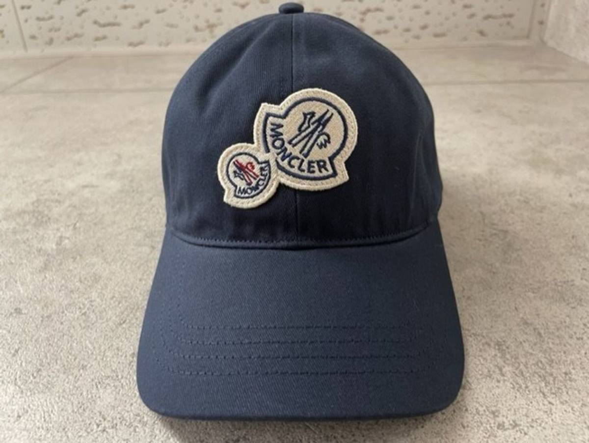 新品 本物保証/モンクレール/MONCLER/BASEBALL/2連ロゴ ベースボールキャップ/BB CAP/ハット/HAT/帽子/キャップ/ダークネイビー/メンズ