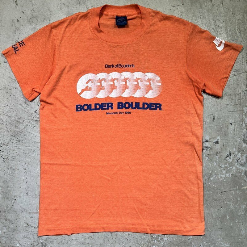 NIKE ナイキ 【men2645H】 80's BOLDER BOULDER 10Kロードレースマラソン オフィシャルTee 1986年 紺タグオレンジ Mサイズ USA製 AG