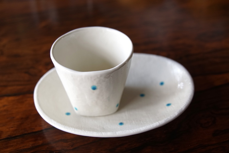 丹山 カップ&ソーサー 水玉模様。2客セット。コーヒー、日本茶に。Afternoontea好きな方にも。