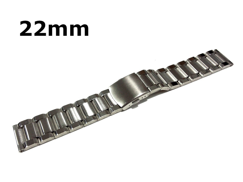 【新品22mm腕時計ベルト】 シルバー ステンレスブレス 3連 直カン ネオアンティークから現行モデルまで バックル は サイドプッシュ 式