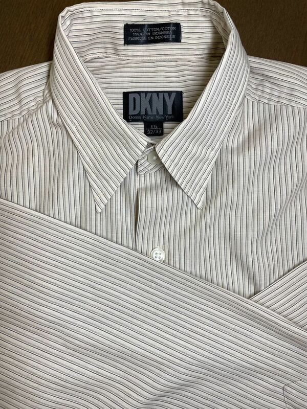 DKNY メンズ　長袖シャツ ダナキャラン　ニューヨーク　ライトベージュ　カッターシャツ　ワイシャツ