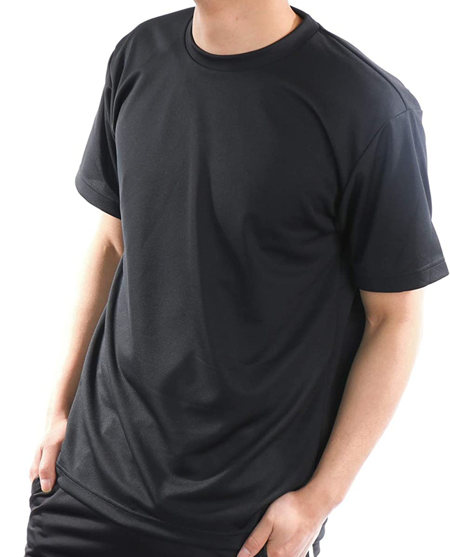 ドライ メッシュ 半袖Tシャツ メンズ クルーネック スポーツウェア 運動着 吸汗 速乾 黒　サイズM ★ 未使用品