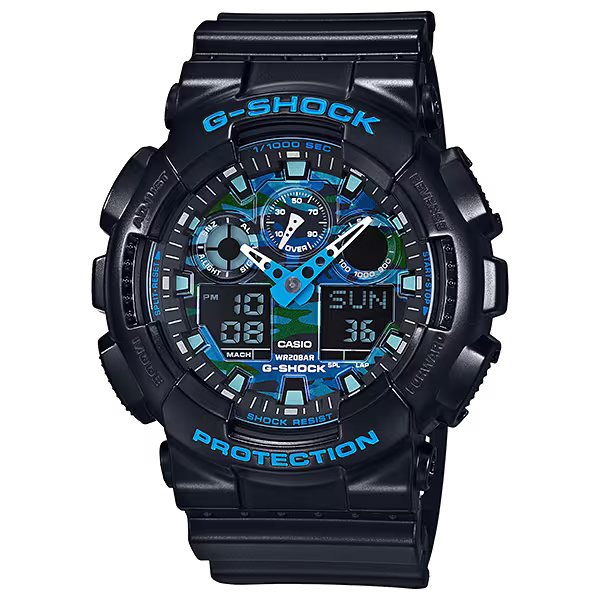 腕時計 カシオ G-SHOCK GA-100CB-1AJF メンズ クロノグラフ ワールドタイム ブラック ブルー迷彩 新品未使用 正規品 送料無料