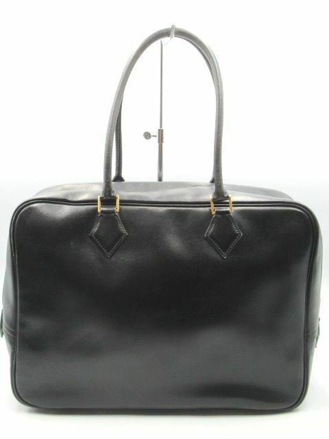 ■HERMES エルメス ハンドバッグ プリュム32 ゴールド金具 ブラック メンズ □D刻 書類鞄 ボックスカーフ ビジネスバッグ ボストンバッグ