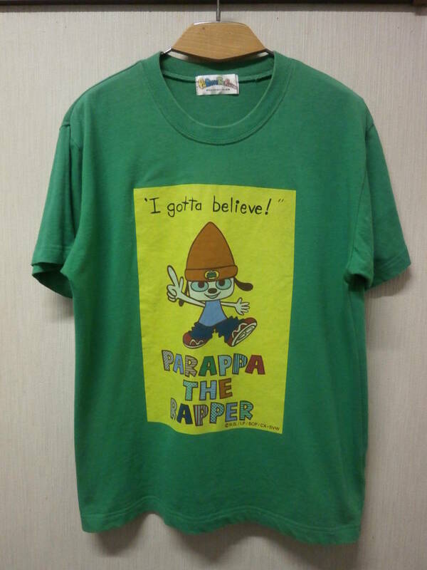 【鬼レア】当時物 パラッパラッパー Tシャツ L グリーン 緑 公式 プリント 半袖 メンズ ユニセックス T-shirt Parappa The Rapper green
