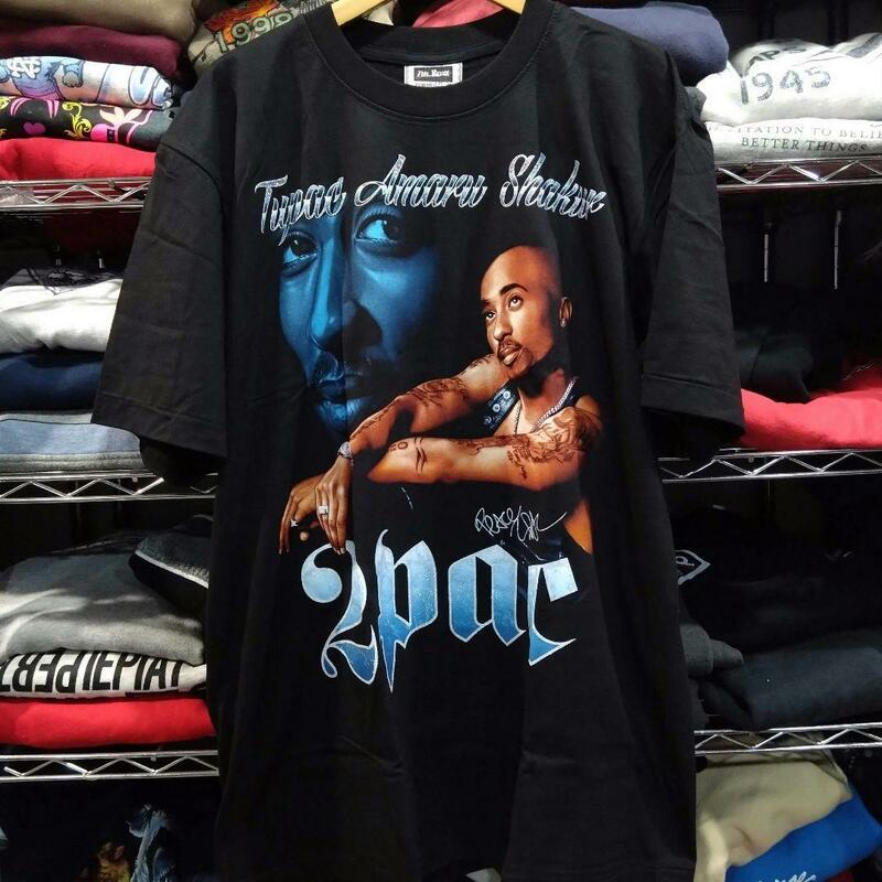 90s HIP HOP クラシック『2PAC』ラッパー WEST COAST ストリート RAP Tee GANGSTA ラップティー G-RAP ラップT『国内XLサイズ相当』表記L 2