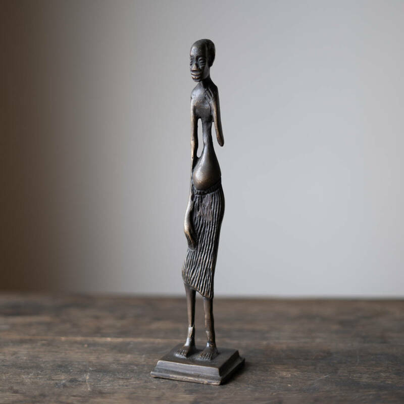 アフリカ 人形 男性像 置物 オブジェ 飾り 民芸 ブロンズ像