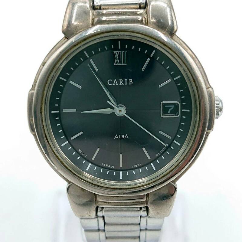 【稼動○】SEIKO セイコー ALBA アルバ CARIB カリブ クォーツ 腕時計 黒文字盤 レディース V132-0C80 950748