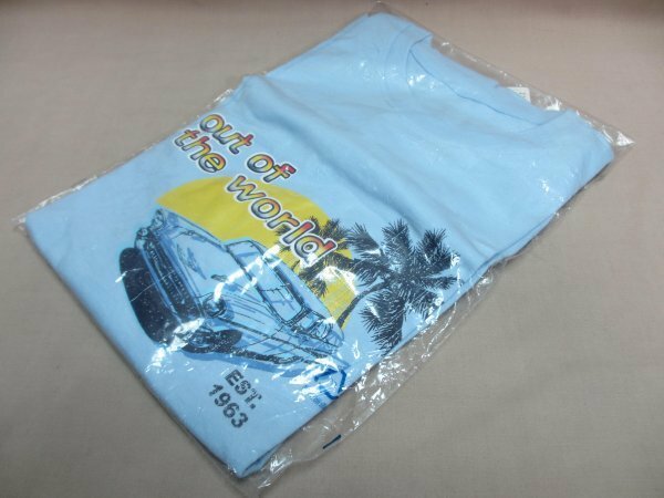 out of the world レトロカー柄 ブルー Mサイズ 半袖 Ｔシャツ 未使用品B