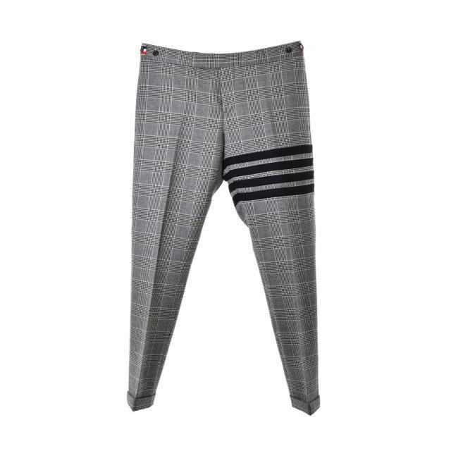 美品 THOM BROWNE 4BAR グレンチェック ウール スラックス パンツ 1 グレー トムブラウン KL4CAQSC95