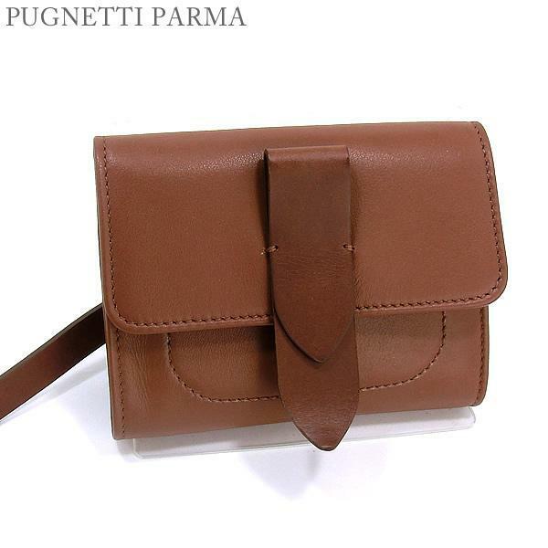 PUGNETTI PARMA 二つ折り財布 レディース ブラウン レザー イタリア製 直輸入品