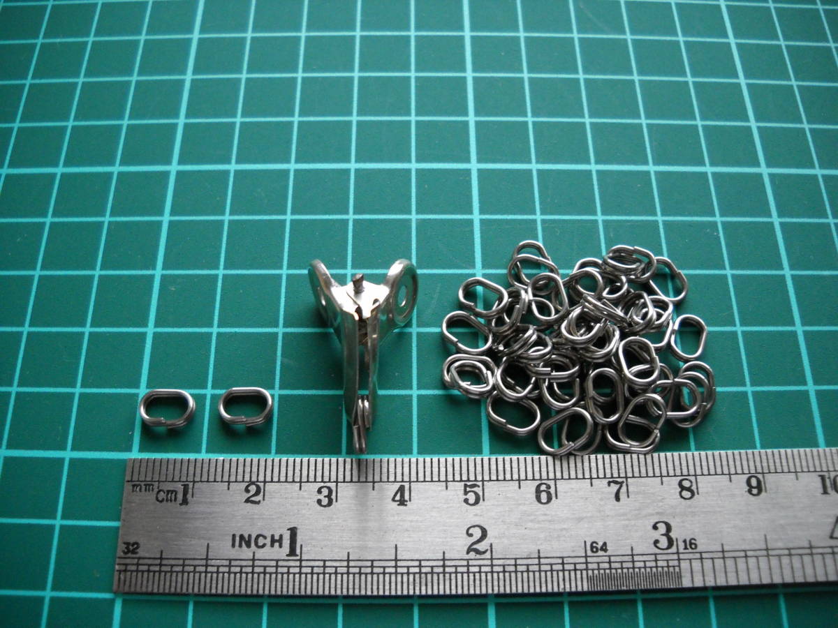 楕円スプリットリング 外径（ 縦）約8mm （ 横）5mm 50個 (ステンレス製)