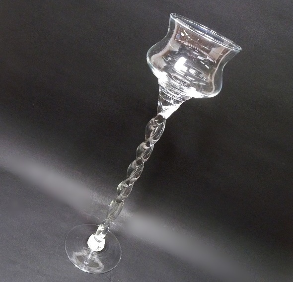 (☆BM)Kameyama K.DESIGN キャンドルスタンド ガラス製 高さ40㎝ ワイングラス型 ホルダー カメヤマガラス ろうそく入れ ツイスト