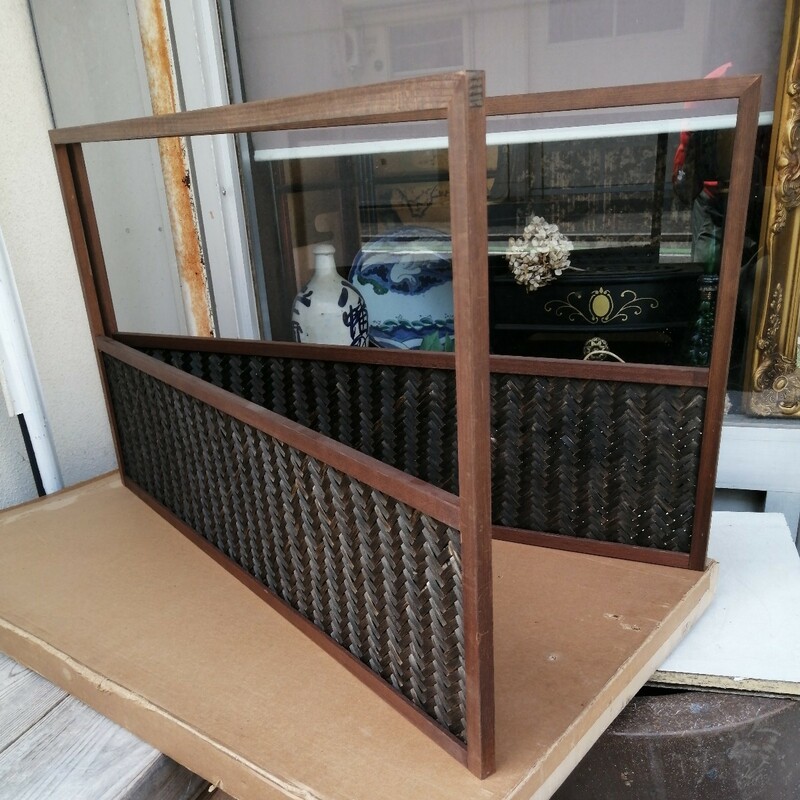 風炉先屏風　網代　木製　透かし　屏風　衝立　茶道具　茶道　紙箱