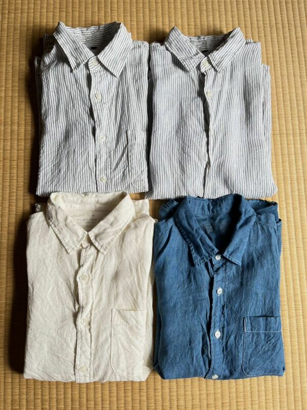 無印良品 リネン 半袖シャツ 4枚セット 麻100% 藍染