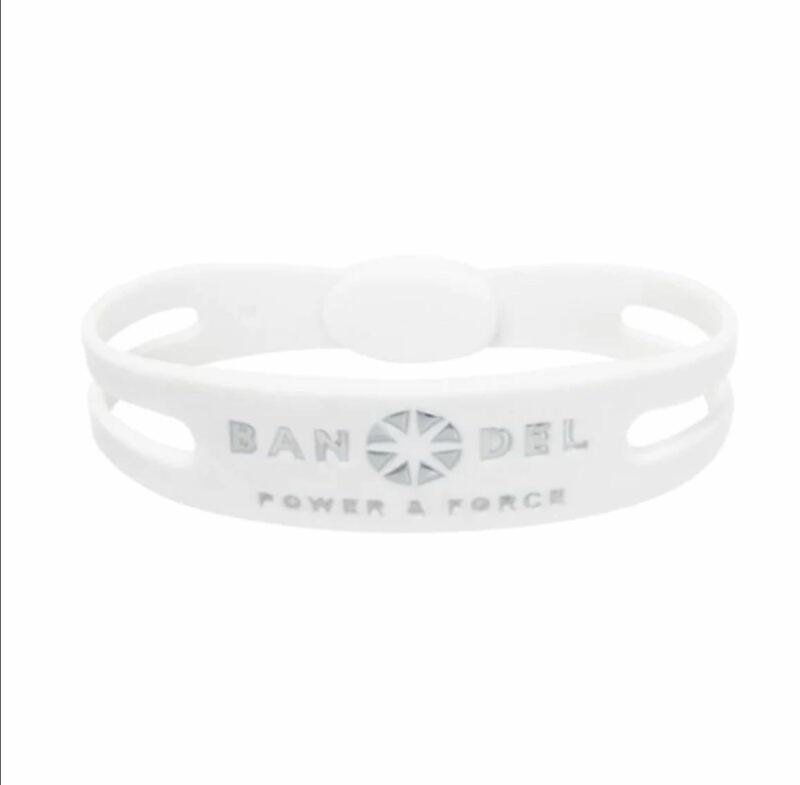 bracelet (バンデルブレスレット)　ホワイト×シルバー　BANDEL　バンデル 　メンズ　レディース　スポーツ　シリコン 新品　廃盤　サイズL