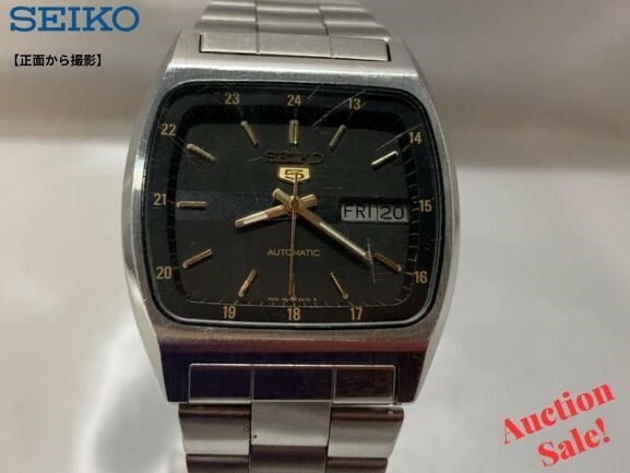 【可動品】SEIKO セイコー５ 腕時計 086707 7009-2090 自動巻き 文字盤 黒 アンティーク