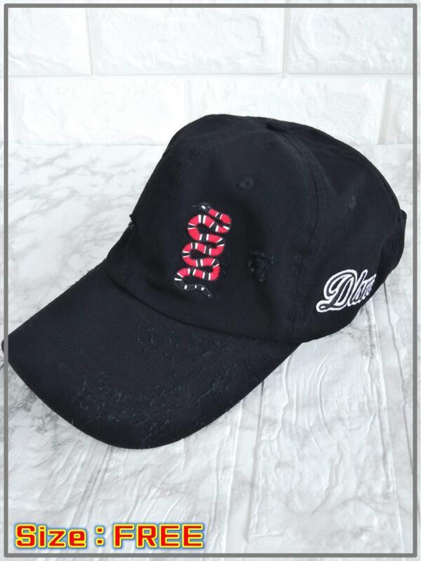 DLSM ダメージ加工 刺繍ロゴ デザイン キャップ 帽子　3180