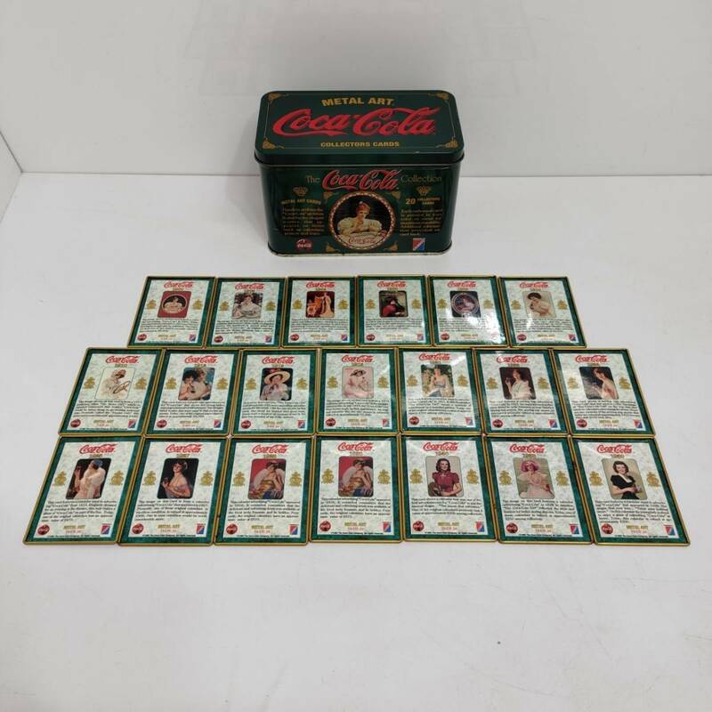 ●コカコーラ ブリキ缶 Coca Cola 20 コレクターズカード ザ・コカ・コーラ コレクション METAL ART アンティーク S1795