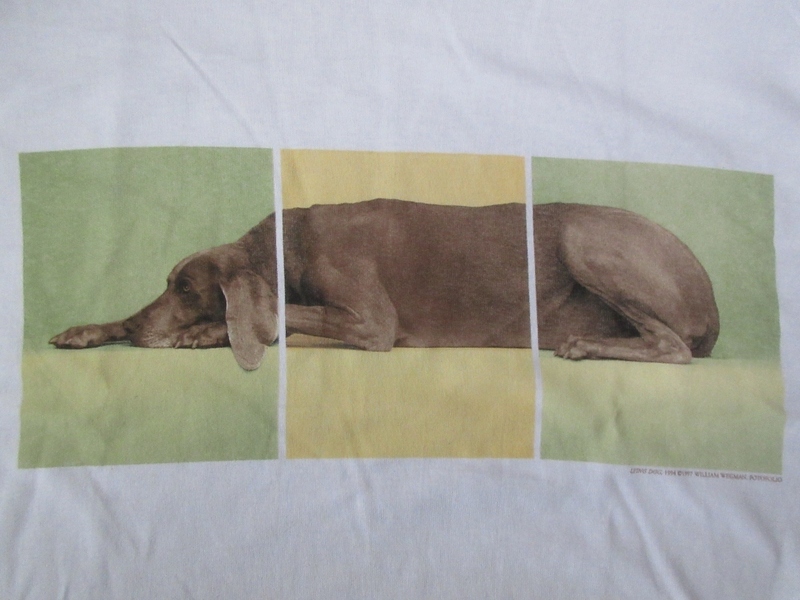 90's William Wegman FOTOFOLIO LYING DOG フォト Tシャツ M 白 ウィリアム ウェッグマン ワイマナラー犬MAN RAY マン レイ 芸術ART美術館/