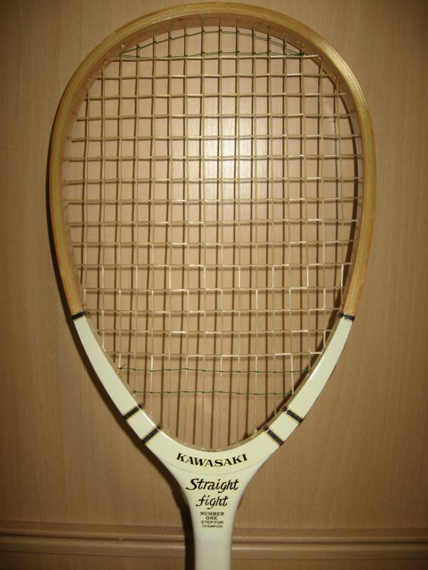 未使用 kawasaki 未使用 木製 白 ホワイト テニスラケット ケース付き S-NO.121 日本製 レトロ 昭和
