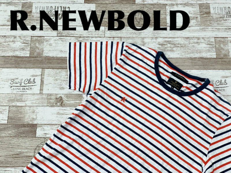 ☆送料無料☆ R.NEWBOLD アールニューボールド 古着 半袖 ボーダー Tシャツ メンズ M レッド トップス 中古 即決