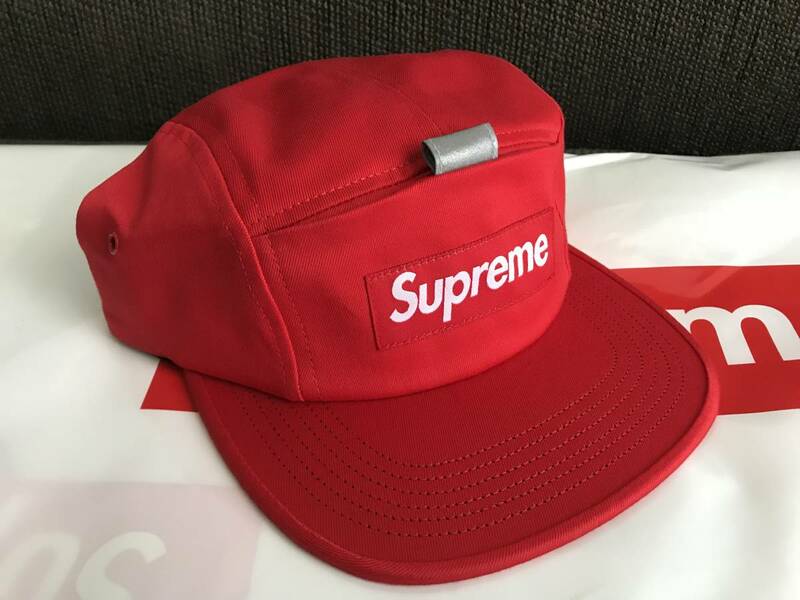 新品 未使用 国内正規品 ◆ Supreme 18ss Reflective Tab Pocket Camp Cap Red/赤 ◆ 半タグ付 代官山店舗購入商品 ◆