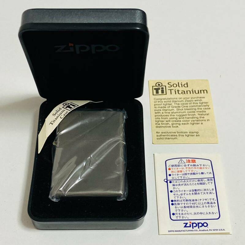 【中古品】Zippo ジッポー Solid Titanium ソリッドチタニウム 2001年 ライター 火花着火済