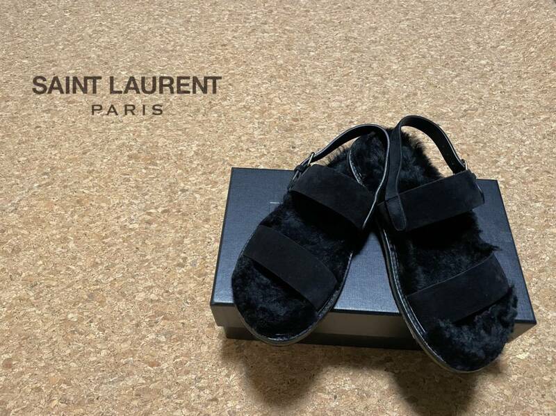 ◯ イタリア製 SAINT LAURENT ボア ストラップ サンダル / サンローラン レザー 18AW NOE 05 SANDAL 黒 24cm 36 Ladies #Sirchive