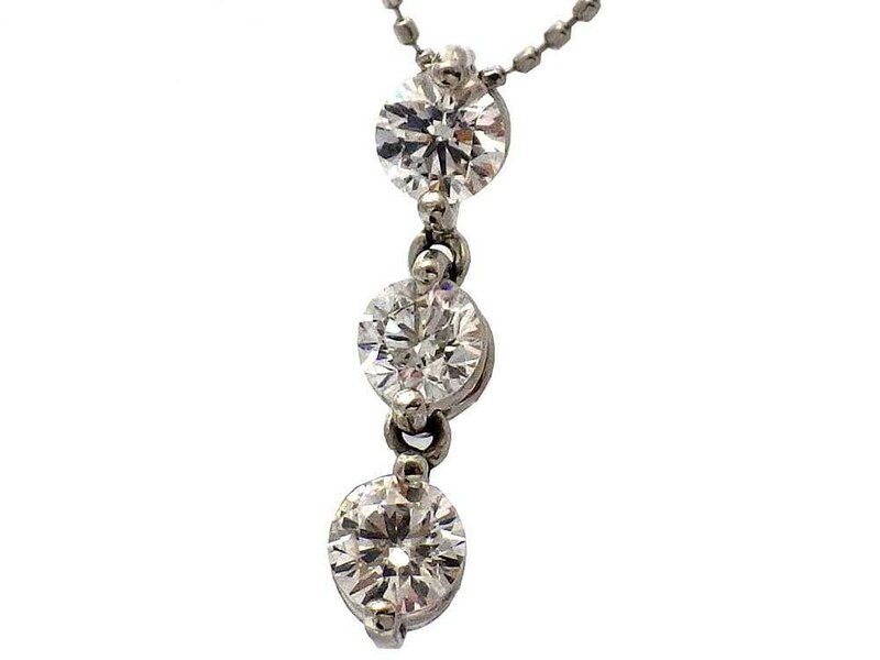 トリロジー ダイヤモンドネックレス Pt900/850 3.0g 45cm　Jewelry Dia0.346ct/0.329ct/0.326ct Necklace