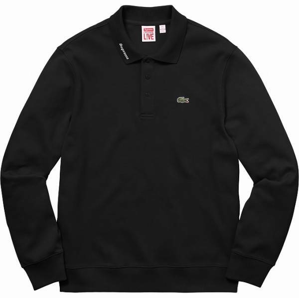 新品 未使用 国内正規品 ◆ 17ss Supreme/LACOSTE L/S Jersey Polo (Size：M、Color：Black/黒) 黒ポロシャツ ◆◆