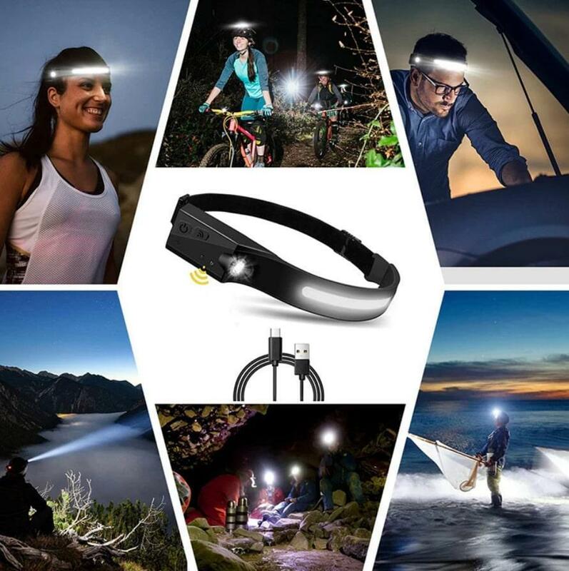 強力LEDヘッドライト！ USB-C 充電式　センサースイッチ付き！アウトドア　キャンプ　サイクリング　夜釣り　登山に　強力ヘッドランプ