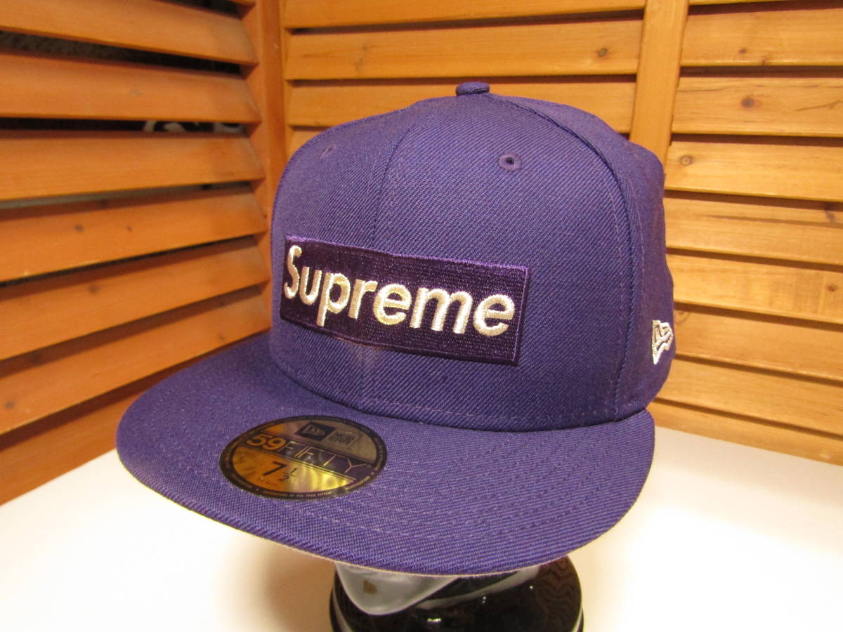 M3 △789【Supreme × NEW ERA シュプリーム ニューエラ】20ss ＄1M METALIC BOX LOGO CAP パープル 7 1/2 59.6cm