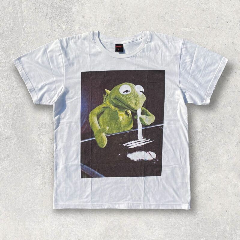 【希少】 90s Kermit カーミット ヴィンテージ パロディ Tシャツ ビンテージ 白T セサミストリート レア カエル USA Lサイズ