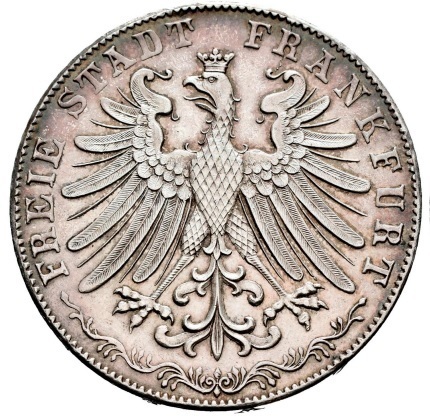ドイツ　フランクフルト 1855年　6gulden　＠161