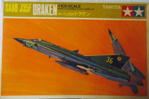 タミヤ/1/100/スウェーデン空軍サーブJ35Fドラケン戦闘機/未組立品