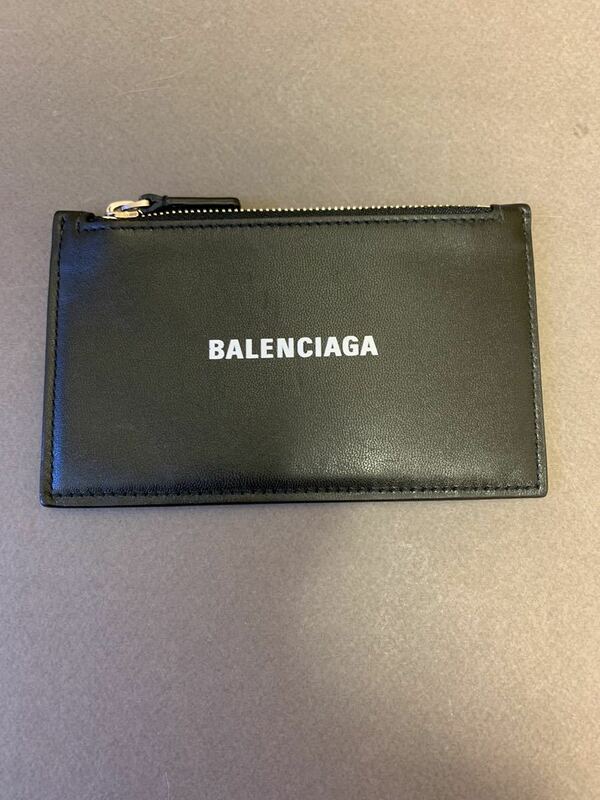 正規 BALENCIAGA バレンシアガ ロゴ レザー フラグメントケース カード コインケース ウォレット 財布 小銭入れ 黒
