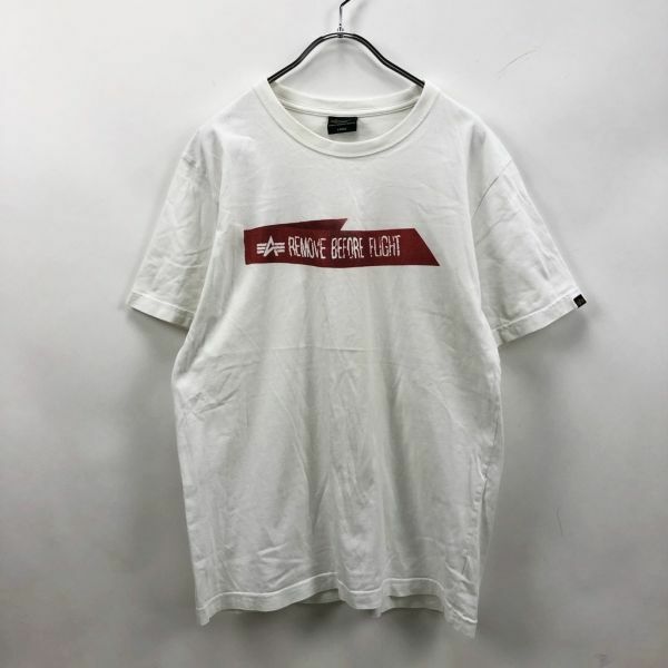 ALPHA INDUSTRIES/アルファ インダストリーズ 半袖Tシャツ プリント コットン100％ ホワイト サイズL