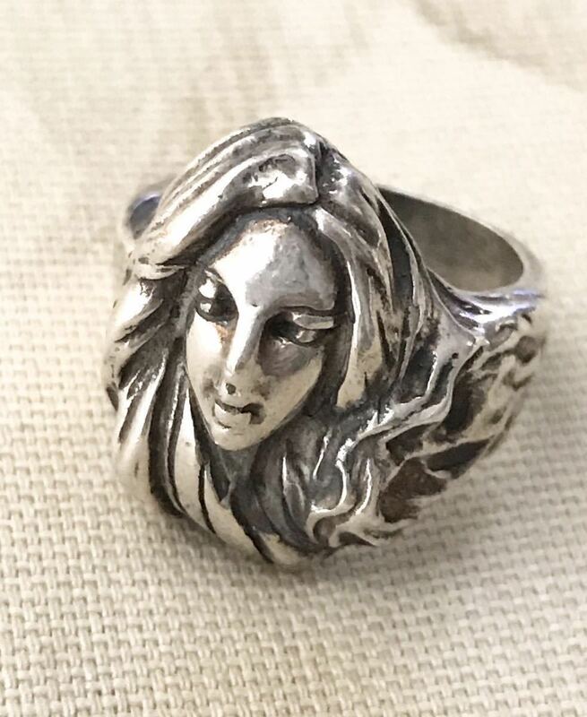 ② 女性 女神 美女 ギリシャ神話 顔 フェイス 人物 モチーフ 銀製 silver シルバー 925 銀製 リング 指輪