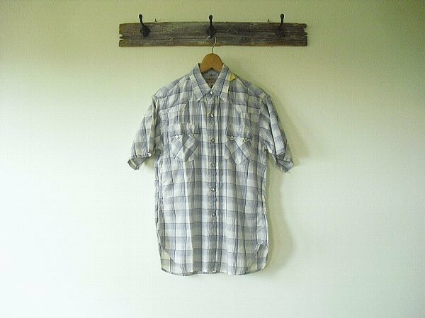 S/S WESTERN SHIRTS（ダブルワークス）ウエアハウス　ブルー/オフ　半袖　ウエスタン　コットン100%　希少　絶版品　デッドストック　新品