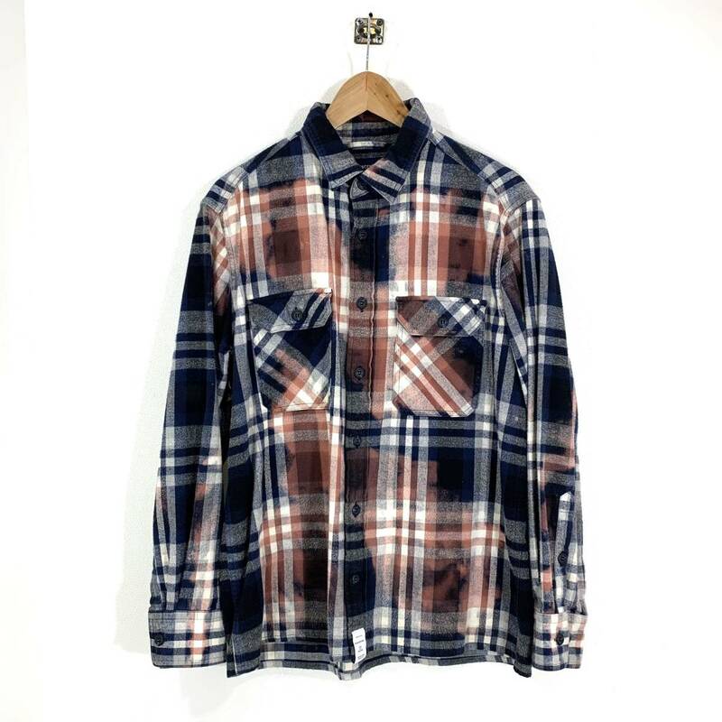 DESCENDANT MOSS CHECK LS SHIRT 02 M ブリーチ 加工 モス チェック ネル シャツ 長袖 柄 ディセンダント