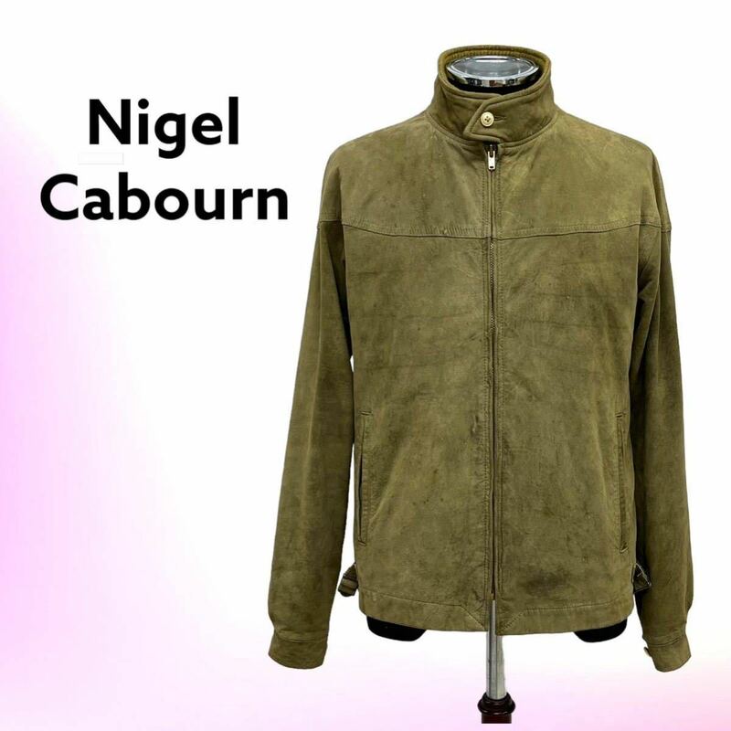 定価約15万 Nigel Cabourn ナイジェルケーボン 羊革 スエードレザー 裏地迷彩 シングルライダースジャケット メンズ 8036-00-90000