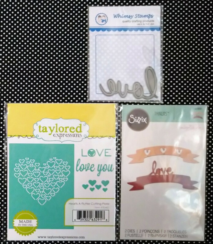 新品☆カードメキングに♪ カッティングダイ3セット ハート LOVE SIZZIX taylored expressions Whimsy Stamps バレンタインデーカード