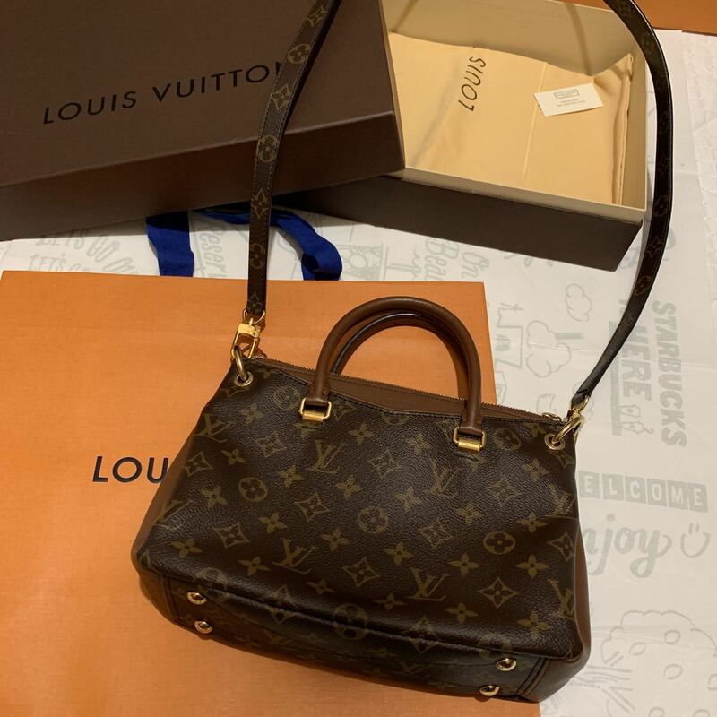 LOUIS VUITTON LV ルイ・ヴィトン パラスBB ショルダーストラップ　M43235 ハンドバッグ モノグラム　FULL NOIS 茶